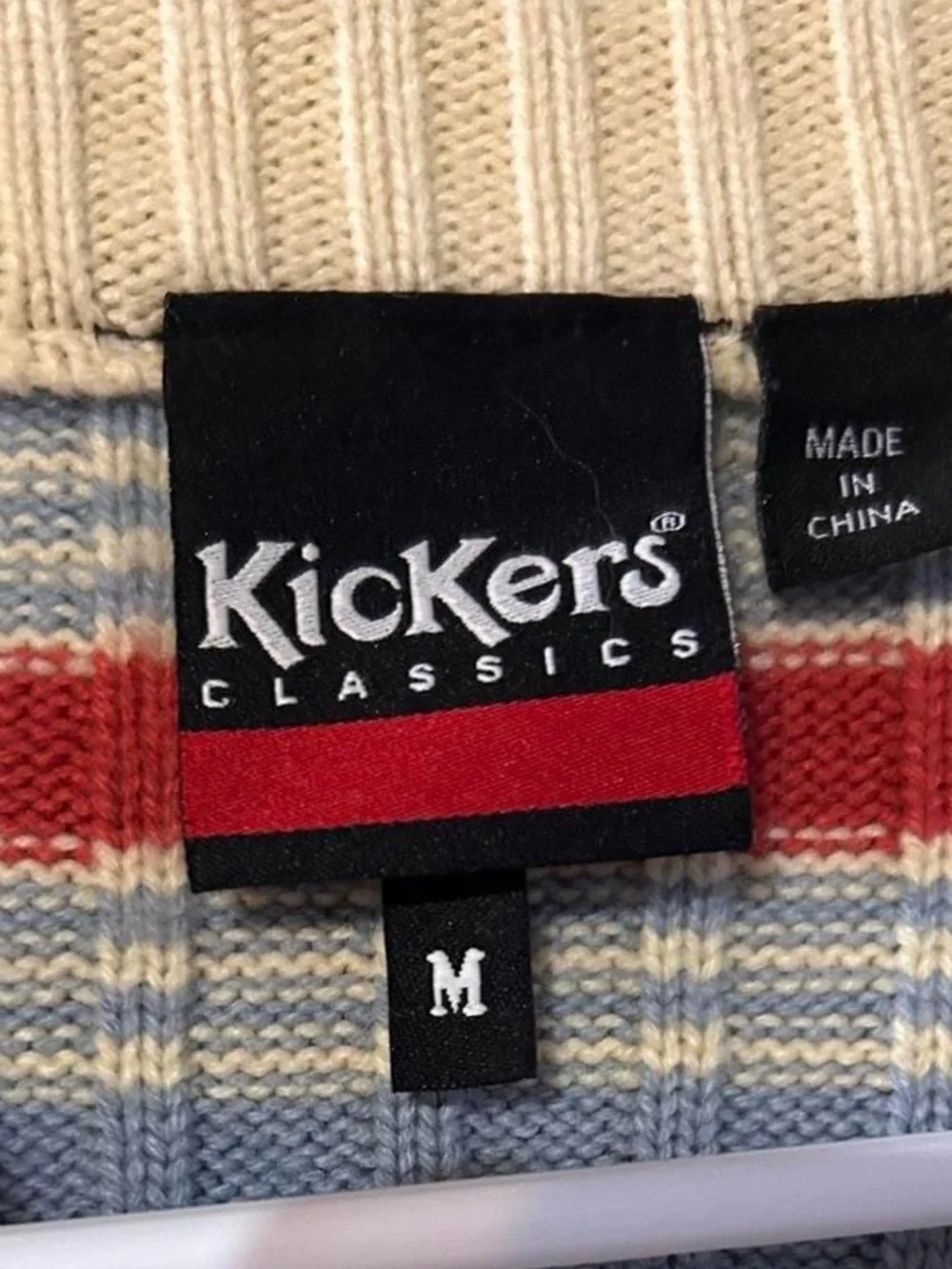 Kickers Retro Cropped Women's V-Neck Striped Knit Sweater
